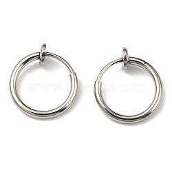 Non-Tarnish 304 Stainless Steel Clip-on Earrings, No Piercing Earrings, Stainless Steel Color, 14.5x13x4.5mm(EJEW-P232-01P)