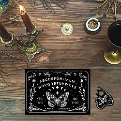 Pendulum Dowsing Divination Board Set, Wooden Spirit Board Black Talking Board Game for Spirit Hunt Birthday Party Supplies with Planchette, Butterfly Pattern, 300x210x5mm, 2pcs/set(DJEW-WH0324-025)