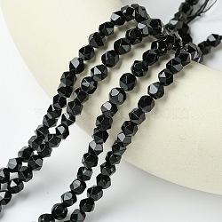 Natural Black Onyx Beads Strands, Star Cut Round Beads, Dyed & Heated, Faceted, 6x5mm, Hole: 1mm, about 64pcs/strand, 15.2 inch(G-K066-13-6mm)