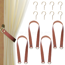 PU Leather Curtain Tiebacks Clips, Window Curtain Holdbacks for Home Office Decorative Rope Tie Backs, with Alloy Hook, Camel, 525x26x7mm(AJEW-WH0348-335)