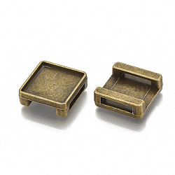 Tibetan Style Alloy Slide Charms Cabochon Settings, Cadmium Free & Nickel Free & Lead Free, Square, Antique Bronze, Tray: 20mm, 22x22x5.5mm, Hole: 11x2.5mm, about 200pcs/1000g(TIBE-S317-03-B-FF)