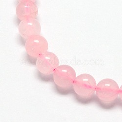 Natural  Rose Quartz Beads Strands, Round, 4mm, Hole: 0.8mm, about 92pcs/strand, 15 inch~16 inch(G-L104-4mm-01)