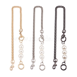 Givenny-EU 3 Sets 3 Colors Zinc Alloy Curb Chain Bag Straps, with Resin Beads, Spring Gate Ring & Swivel Clasps, Bag Replacement Accessories, Mixed Color, 62x0.9cm, 1pc/color(FIND-GN0001-23)
