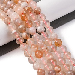 Natural Cherry Blossom Agate Beads Strands, Round, 8mm, Hole: 1.2mm, about 46pcs/strand, 14.80''(37.6cm)(G-B130-8mm-02)