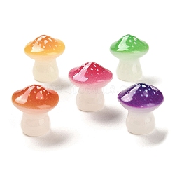Luminous Resin Mushroom Ornament, Glow in the Dark Mushroom for Desk Decoration, Mixed Color, 16~17x15x14.5~15mm(RESI-F045-12B)