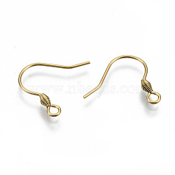304 Stainless Steel Earring Hooks, Ear Wire, with Horizontal Loop, Cadmium Free & Nickel Free & Lead Free, Real 18K Gold Plated, 15~17x17mm, Hole: 2mm, Pin: 0.7mm(X-STAS-S111-011G-NR)