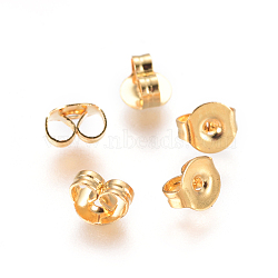 304 Stainless Steel Ear Nuts, Butterfly Earring Backs for Post Earrings, Real 18K Gold Plated, 4.5x5x3mm, Hole: 1mm(STAS-F227-43-G)