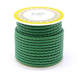 Braided Cowhide Leather Cord, Leather Rope String for Bracelets, Teal, 4mm, about 5.46 yards(5m)/roll(NWIR-N005-01K-4mm)