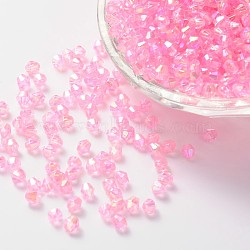 Bicone AB Color Plated Eco-Friendly Transparent Acrylic Beads, Pearl Pink, 6x6mm, Hole: 1mm, about 6250pcs/500g(TACR-A003-6mm-10)