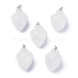 Natural Quartz Crystal Pendants, with Platinum Brass Loops, Food, 24~25x15.5~16mm, Hole: 6.5x2.7mm(G-G842-01G)
