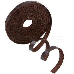 5M Flat Cowhide Leather Cord, Jewelry DIY Making Material, Coffee, 8x1mm, about 5.47 Yards(5m)/Bundle(WL-GF0001-22B-02)