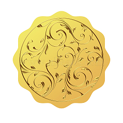 Self Adhesive Gold Foil Embossed Stickers, Medal Decoration Sticker, Vine, 5x5cm(DIY-WH0211-404)