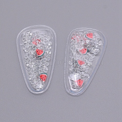 Plastic with Resin and Polymer Clay Accessories, DIY for Bobby pin Accessories, Oval with Watermelon, Clear, 55x29x5mm(RESI-CJC0007-32I)