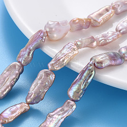 Natural Keshi Pearl Beads Strands, Cultured Freshwater Pearl, Nuggets, Lavender, 15~34x6~12x4~7mm, Hole: 0.6mm, about 14~20pcs/strand, 14.96 inch(38cm)(PEAR-S020-H03)
