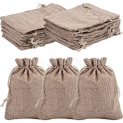 Polyester Imitation Burlap Packing Pouches Drawstring Bags, for Christmas, Wedding Party and DIY Craft Packing, Peru, 14x10cm, 16pcs/set(ABAG-BBC0001-02B-01)