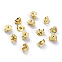 Brass Friction Ear Nuts, Ear Locking Earring Backs for Post Stud Earrings, Real 24K Gold Plated, 5x5x3mm,Hole:1mm(KK-O131-06G-A)