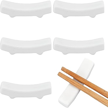 Olycraft 8Pcs 8 Styles Hand Painting Ceramic Chopsticks Stands, Chopstick Rest, Curved Rectangle Shaped, Mixed Shapes, 67~69.5x21~22x15mm, 1pc/style