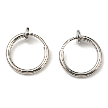 304 Stainless Steel Clip-on Earrings, No Piercing Earrings, Stainless Steel Color, 14.5x13x4.5mm