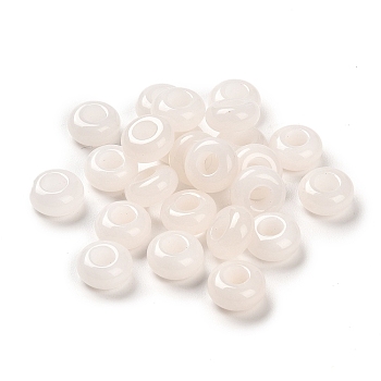 Natural White Jade European Beads, Large Hole Beads, Rondelle, 10x4.5~5mm, Hole: 4~4.3mm