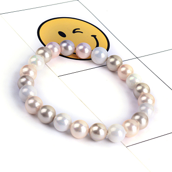 Shell Pearl Stretch Bracelets, Beaded Bracelets, PeachPuff, 52mm(2 inch), Shell: 8mm