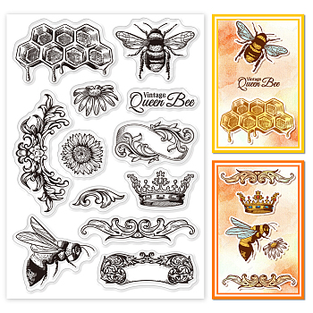 Custom PVC Plastic Clear Stamps, for DIY Scrapbooking, Photo Album Decorative, Cards Making, Bees, 160x110x3mm
