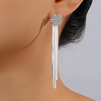 Chic Alloy Tassel Stud Earrings for Women, Versatile and Stylish Ear Jewelry, Platinum