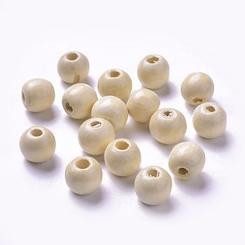 Dyed Natural Wood Beads, Round, Lead Free, Wheat, 12x11mm, Hole: 4mm
