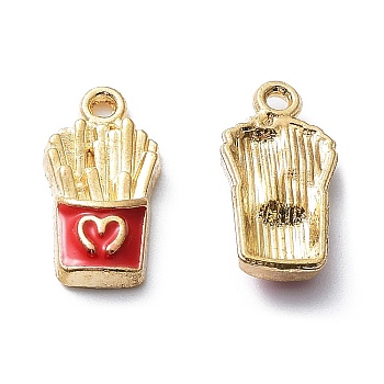 Zinc Alloy Pendants, with Enamel, Golden, Fries, 18.5x9.5x3.5mm, Hole: 1.5mm