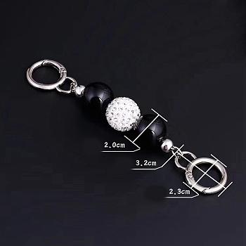 Alloy Bag Extender Chain, with Resin & Polymer Clay Rhinestone Beads & Spring Gate Ring Clasp, Bag Strap Extender Replacement, Black, 14.5cm