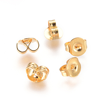 304 Stainless Steel Ear Nuts, Butterfly Earring Backs for Post Earrings, Golden, 4.5x5x3mm, Hole: 1mm