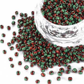 8/0 Glass Seed Beads, Opaque Colours Seep, Green, 3mm, hole:1mm