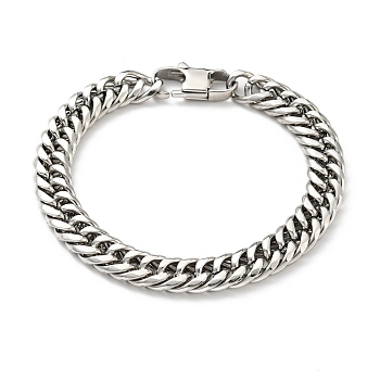 201 Stainless Steel Cuban Link Chains Bracelet for Men Women, Stainless Steel Color, 8-1/4 inch(20.8cm)