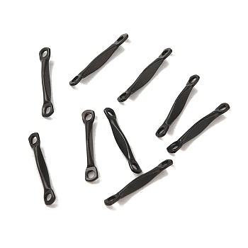 304 Stainless Steel Connector Charms, Flat Bar Links, Electrophoresis Black, 13x2.5x1mm, Hole: 1.2mm