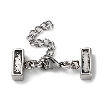 304 Stainless Steel Chain Extender, End Chains with Lobster Claw Clasps and Rectangle Chain Tabs, Antique Silver, 39mm