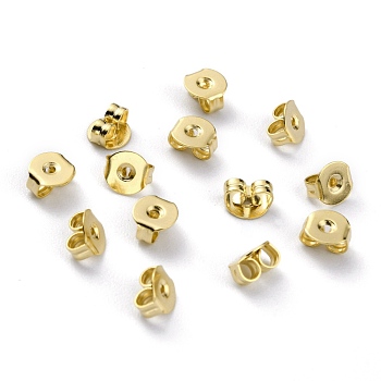 Brass Friction Ear Nuts, Ear Locking Earring Backs for Post Stud Earrings, Real 24K Gold Plated, 5x5x3mm,Hole:1mm