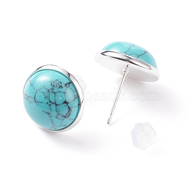 Gemstone Dome/Half Round Stud Earrings for Women(EJEW-JE04801)-4