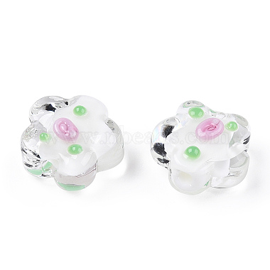 White Flower Lampwork Beads