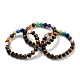 Chakra Round Natural Tiger Eye Beaded Stretch Bracelets(BJEW-K251-05D)-1