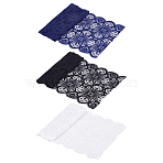 3Pcs 3 Colors Polyester Elastic Lace Trim, Flower Pattern Lace Ribbon, Clothes Accessories, Mixed Color, 7-1/4 inch(185mm), 1 yard/pc, 1pc/color(OCOR-LP0001-06)