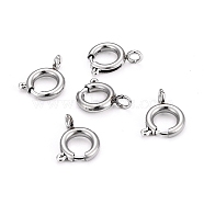304 Stainless Steel Spring Ring Clasps, Stainless Steel Color, 8x1.8mm, Hole: 2.5mm(STAS-F224-02P-C)