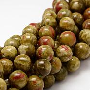 Round Natural Dragon Blood Jasper Beads Strands, 8mm, Hole: 1mm, about 48pcs/strand, 15.75 inches(G-K072-8mm)