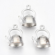 Tibetan Style Alloy Pendants, Lead Free & Cadmium Free, Teakettle, Antique Silver, 20x17x9mm, Hole: 1.8mm(X-TIBE-S323-065AS-RS)