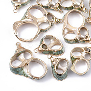 Electroplate Spiral Shell Pendants, with Iron Findings, Light Gold, Light Sea Green, 23~49x20~40x7mm, Hole: 2mm(SSHEL-S262-13)