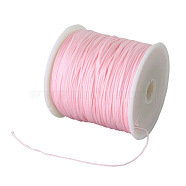 Braided Nylon Thread, Chinese Knotting Cord Beading Cord for Beading Jewelry Making, Pink, 0.8mm, about 100yards/roll(NWIR-R006-0.8mm-093)