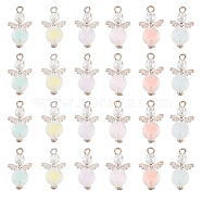 PandaHall Elite 6 Sets Angel Transparent Acrylic Alloy Pendants, Fairy Charms, with Silver Plated Color Tone Iron Findings, Mixed Color, 23x14x6mm, Hole: 3mm, 6pcs/set(FIND-PH0010-07)