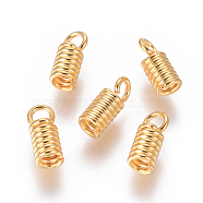 Vacuum Plating 304 Stainless Steel Coil Cord Ends, Column, Golden, 8x3.5mm, Hole: 2mm, Inner Diameter: 2mm(STAS-I120-28A-G)