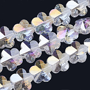 Electroplate Glass Beads, AB Color Plated, Faceted, Plum Blossom, Clear AB, 13x13.5x8.5mm, Hole: 1mm(EGLA-Q091-14mm-C19)