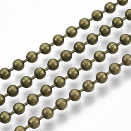 Brass Ball Chains, Long-Lasting Plated, Soldered, with Spool, Cadmium Free & Nickel Free & Lead Free, Antique Bronze, 3.2mm, about 16.4 Feet(5m)/roll(X-CHC-S008-003C-AB)