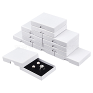 Rectangle Cardboard Paper Jewelry Set Boxes, Jewelry Case for Earrings Rings Necklaces Storage, White, 9x7x1.6cm(CON-WH0086-100C)