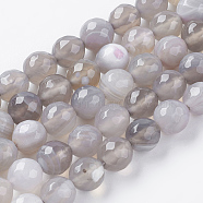 Natural Striped Agate/Banded Agate Beads Strands, Faceted, Round, Gainsboro, 8mm, Hole: 1mm(G-G581-8mm-09)